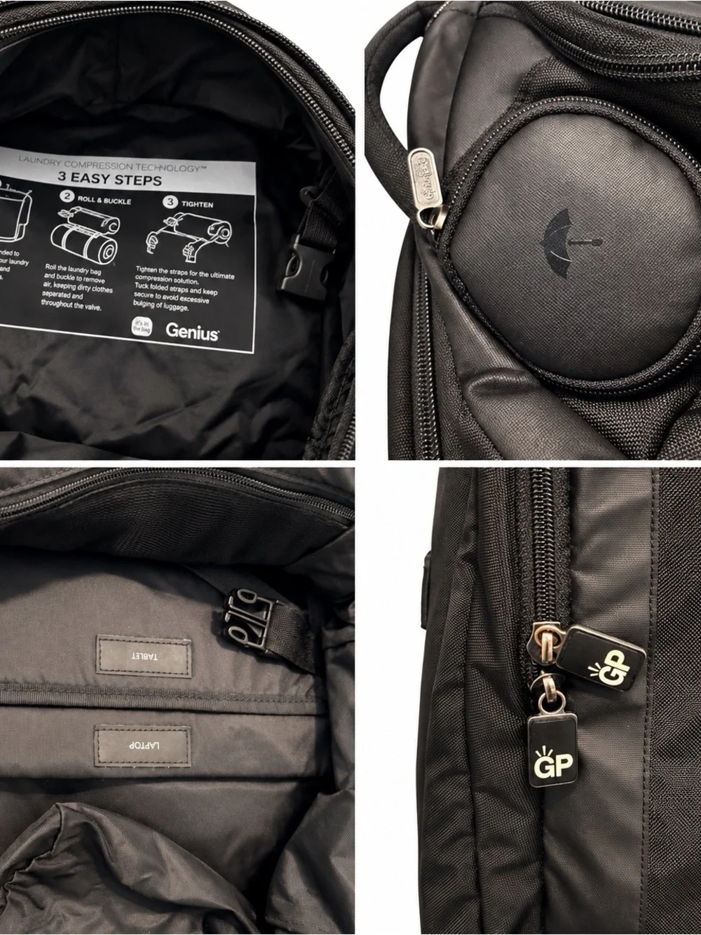 Genius Pack Travel Backpack Integrated Suiter Laptop Laundry Compression Black